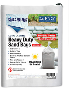 12 Pack Sand Bags Empty Sandbags With Ties Heavy Duty 14inch X 25inch Non-slip