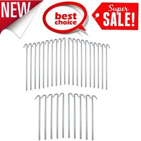 30 Pcs Galvanized Steel Tent Pegs Garden Stakes Camping 9 Inch Silver Imported