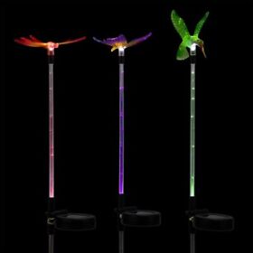 Qlp1340a-slr-3 33inch Tall Butterfly Hummingbird Dragonfly Solar Fiber Optic Led Pathway Lights