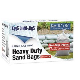 50 Pack Heavy Duty Empty Sandbags With Ties Non-slip Treated Uv