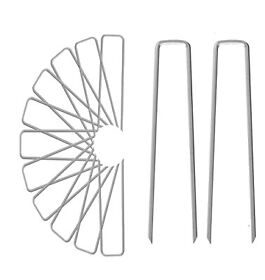 6 Inch Landscape Staples 50 Pack 11 Gauge Galvanized Garden Stakes Anti Rust Hea