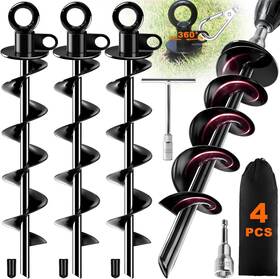 Ground-anchors-a01 Aifanss Ground Anchors 360 Swivel Ring Screw In Earth Heavy Black