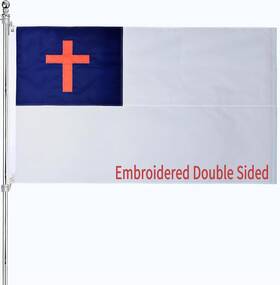 B0cqcnpnny Ajjsue Embroidered Christian Jesus Cross Flag 3x5 Heavy Duty Outdoor 340d Polyester