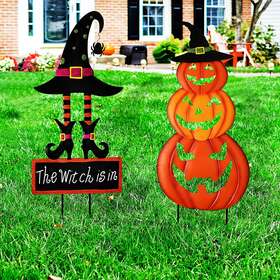 Alladinbox 313057597530 Halloween Yard Stakes Pumpkin Stack And Witch Hat 2 Sets Alladinbox 313057597530 Halloween Yard Stakes Pumpkin Stack And Witch Hat 2 Sets