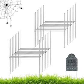 Alltooall 722898085678 16pcs Halloween Metal Stakes Heavy Duty H-shaped Tombstone Sliver Alltooall 722898085678 16pcs Halloween Metal Stakes Heavy Duty H-shaped Tombstone Sliver