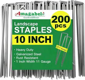 Amagabeli Garden & Home 313107384349 10 Inch 200 Pack Galvanized Landscape Staples 11 Gauge Anti-rust Heavy