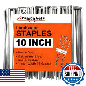 B0816ccfks Amagabeli Garden & Home 10 Inch Galvanized Landscape Staples 200pk - 11 Gauge Heavy Duty U-shaped