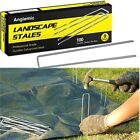 Angiemic 100 Pack 12 Inch 9 Gauge Galvanized Landscape Staples Garden Stakes