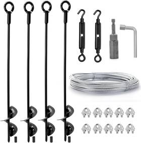 Anmeiji 705353020285 4pc 18 Inch Ground Anchors Shed Anchor Kit Swing Set Heavy Duty Galvanized