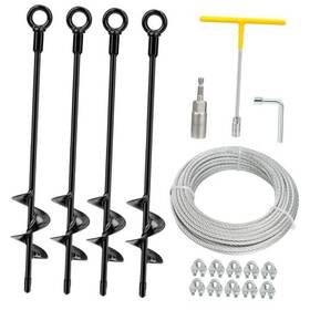 Anmeiji 740628706709 4 Pack 18 Inch Heavy Duty Ground Anchors Shed Anchor Kit With 3/16 Galvanized Anmeiji 740628706709 4 Pack 18 Inch Heavy Duty Ground Anchors Shed Anchor Kit With 3/16 Galvanized