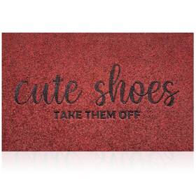 B0b3n1sr2f Aoaopq Cute Shoes Take Them Off Outdoor/indoor Doormat 18x28 Inch Red Rubber Backing Entryw