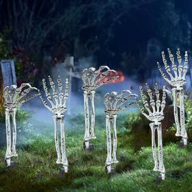 Agkls6p Aogu 6pc Realistic Skeleton Arm Stakes Halloween Decorations For Outdoor Gray