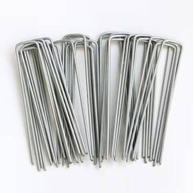 Augbeer 726084618909 6 Inch U-type Garden Stakes Galvanized Landscape Staples For Outdoor Securing Fen Augbeer 726084618909 6 Inch U-type Garden Stakes Galvanized Landscape Staples For Outdoor Securing Fen