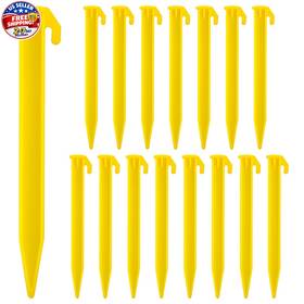 Aysatogc 665115 1 4bk0jsak 16 Pcs Plastic Tent Stakes 5.7 Inch Pegs Serrated Edges Heavy Duty Canopy Anchor