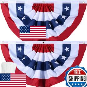 B09myyyk76 Booson American Flag Bunting Patriotic Pleated Fan Usa With Brass Grommets