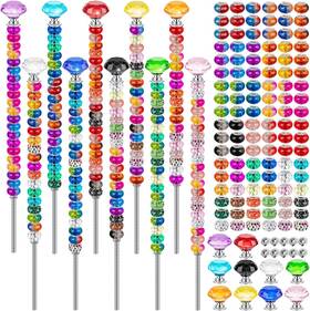 12t-beadedgardenstake1 Brand Kvcsyaw 230 Pcs Beaded Garden Stakes Diy Fairy Wand Stake 10 In Diamonds