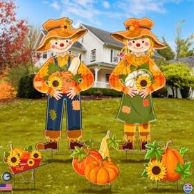 Quzzil-da0150 Brand Quzzil 5-piece Waterproof Fall Metal Scarecrow Yard Signs With Stakes For Thanksgiving Quzzil-da0150 Brand Quzzil 5-piece Waterproof Fall Metal Scarecrow Yard Signs With Stakes For Thanksgiving