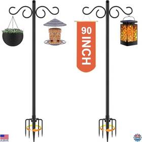 7jie-8.2ft-hlg-j Brand Rcuica 90-inch Double Shepherds Hooks - 2 Pack Heavy Duty Bird Feeder Poles For Garden