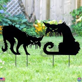 La2sgbulfc Brand Yoleshy Halloween Black Cat Yard Signs - 2-pack Metal Scary Silhouette Decor