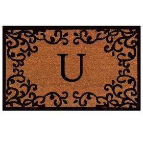 180022436u Calloway Mills B07b9rb41v Chateaux Monogram Doormat 24 Inch X 36 Letter U