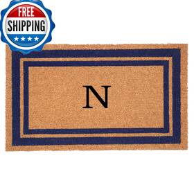 153001830n Calloway Mills B07hqxxtqd Dark Blue Border 18x30 Monogram Doormat Letter N