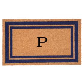 153001830p Calloway Mills B07hqy2z84 Dark Blue Border 18 Inch X 30 Monogram Doormat Letter P