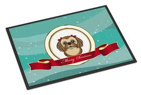 Bb1559jmat Carolines Treasures B017qizjzy Chocolate Brown Shih Tzu Merry Christmas Doormat