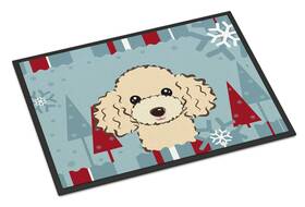 B017y9iae2 Carolines Treasures Bb1754mat Winter Holiday Buff Poodle Doormat 18x27 Front Do