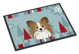 B017y9kh3e Carolines Treasures Papillon Winter Holiday Doormat 18x27 Indoor/outdoor