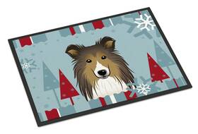 B017y9kio2 Carolines Treasures Winter Holiday Sheltie Doormat 24x36 Indoor/outdoor