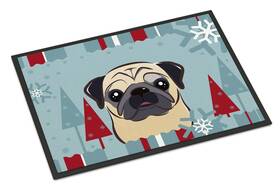 B017y9n7sq Carolines Treasures Winter Holiday Fawn Pug Doormat 24x36 Indoor/outdoor