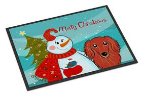 Bb1834jmat Carolines Treasures B0189glc58 Snowman With Longhair Red Dachshund Doormat 24x3