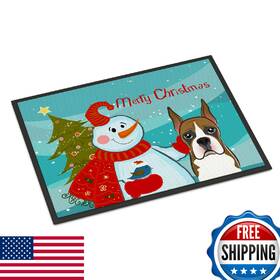 B0189glp0k Carolines Treasures Snowman Boxer Doormat 24x36 Indoor/outdoor Christmas Mat