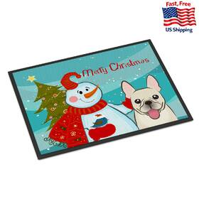 B0189gmrum Carolines Treasures Snowman French Bulldog Doormat 24x36 Indoor/outdoor