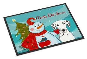 B0189gownc Carolines Treasures Bb1830mat Snowman With Dalmatian Doormat 18x27 Front Door M