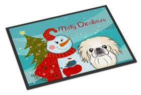 Bb1841jmat Carolines Treasures B0189gpgl4 Snowman With Pekingese Doormat 24x36 Front Door
