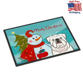 B0189gpo7a Carolines Treasures Snowman White English Bulldog Doormat 18x27 Indoor/outdoor