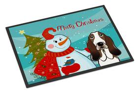 B0189gprea Carolines Treasures Bb1863mat Snowman With Basset Hound Doormat 18x27 Front Doo