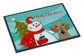 Bb1853jmat Carolines Treasures B0189grmpc Snowman With Wirehaired Dachshund Doormat 24x36
