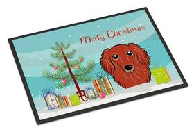 B018pu6622 Carolines Treasures Christmas Tree Longhair Red Dachshund Doormat