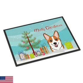B018pu872o Carolines Treasures Bb1626mat Christmas Tree And Red Corgi Doormat 18x27 Front