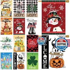 B0dn15z5vz Cdlong Set Of 12 Double Sided 28x40 Seasonal Garden Flags - All Seasons Outdoor Decor