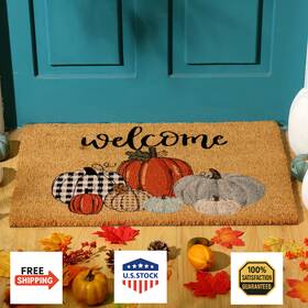 B0d4d8vrvx Ceenna Fall Thanksgiving Pumpkin Coir Doormat Welcome Mat Autumn Non-slip 16x28 Inch