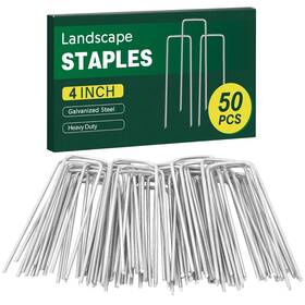 Cewor202511112 Cewor 50 Pack 4 Inch Landscape Staples 12 Gauge Galvanized U Shaped Garden Stakes
