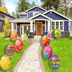 Ciniqy 786302427591 10 Pcs Outdoor Easter Egg Decorations For Yard Lawn Patio Large Colorful