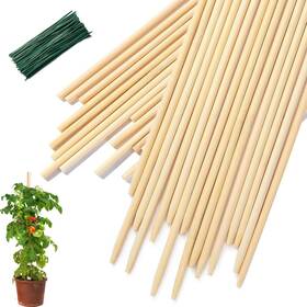 1840stk Cjfocus 40 Pcs Bamboo Plant Stakes 18 Inch Wood Support Light Brown