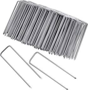 Clv123001 Clevich 100 Pcs Galvanized Landscape Staples 6 Inch U-shaped Tent Stakes Silver