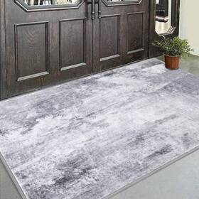 B0d3d9fmsv Comsle Indoor Front Door Mat Rug Faux Wool Absorbent Non-slip 36x60 Modern Gray