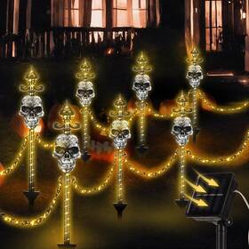 Kao-croblissful-3394 Croblissful 13 Set Of Halloween Skull Garden Fence With Solar Light Graveyard Multicolor