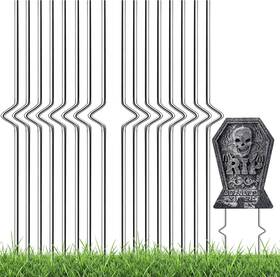 Yard01 Cuusnny 16 Pcs Halloween Metal Tombstone Stakes 13.78ftft Heavy Duty Yard Sign Pack